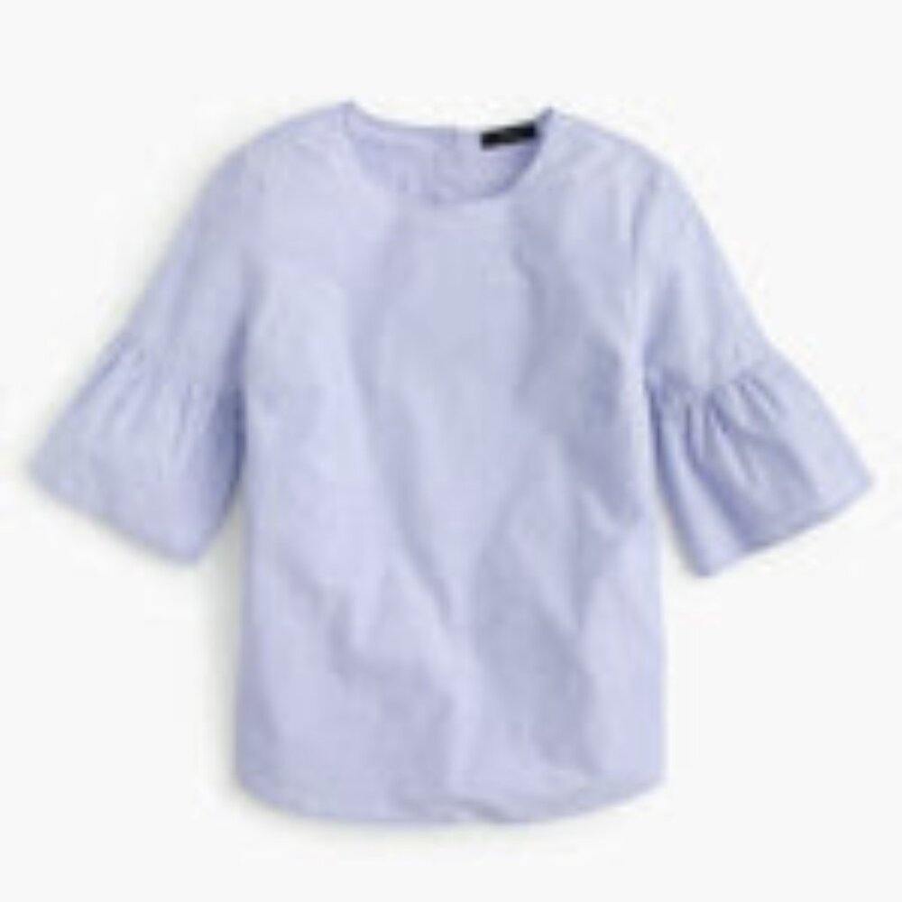 J. Crew Light Blue Blouse with Ruffle Sleeves with Back Buttons